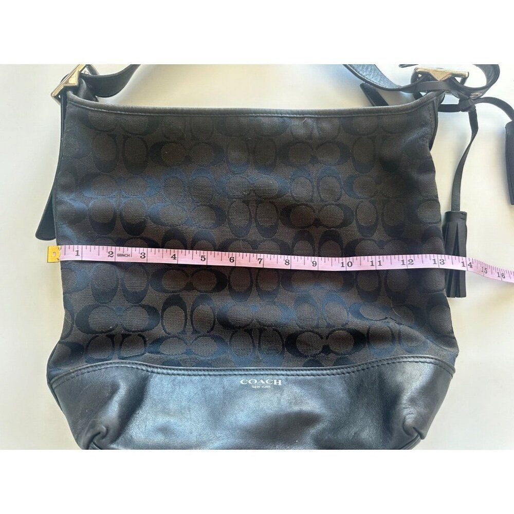 Coach Signature Canvas and Leather Shoulder Bag with Tassel Detail - Picture 11 of 16